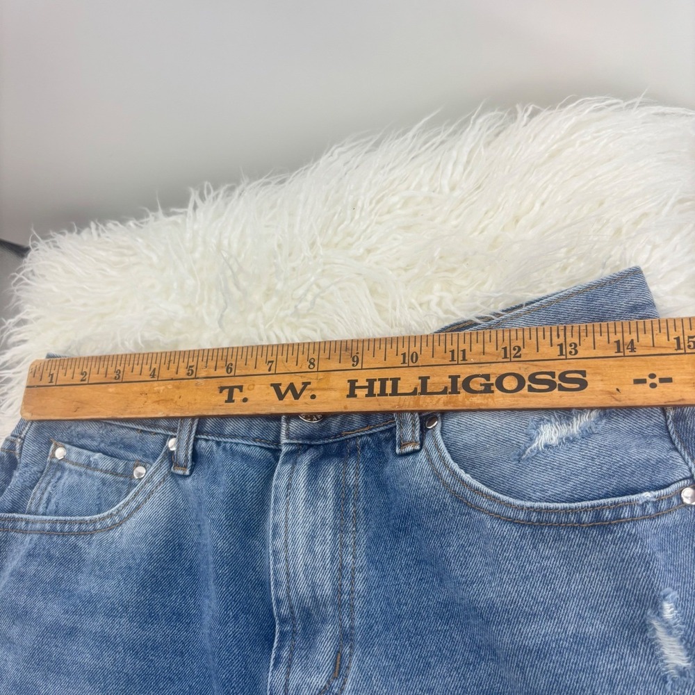 Elan Women Jean Shorts‎ Distressed Denim Blue High Rise Frayed Raw Hem Size M - Picture 9 of 12